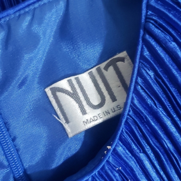 Vintage 80's Nuit Blue Pleat Evening Dress - Picture 4 of 5